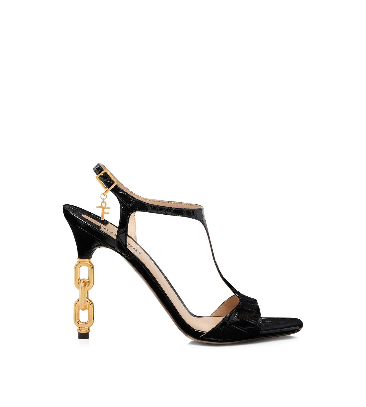GLOSSY STAMPED CROCODILE LEATHER GALAXY SANDAL image number 0