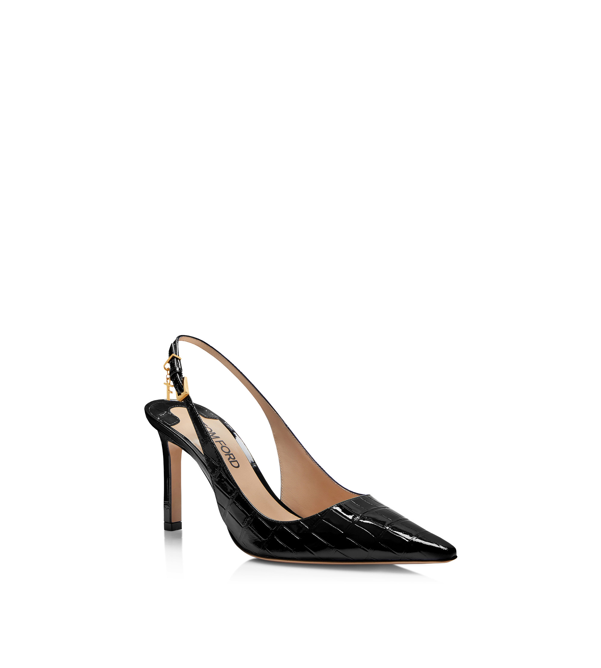 STAMPED CROCODILE LEATHER ANGELINA PUMP BLACK