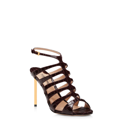 STAMPED CROCODILE LEATHER CARINE SANDAL image number 1