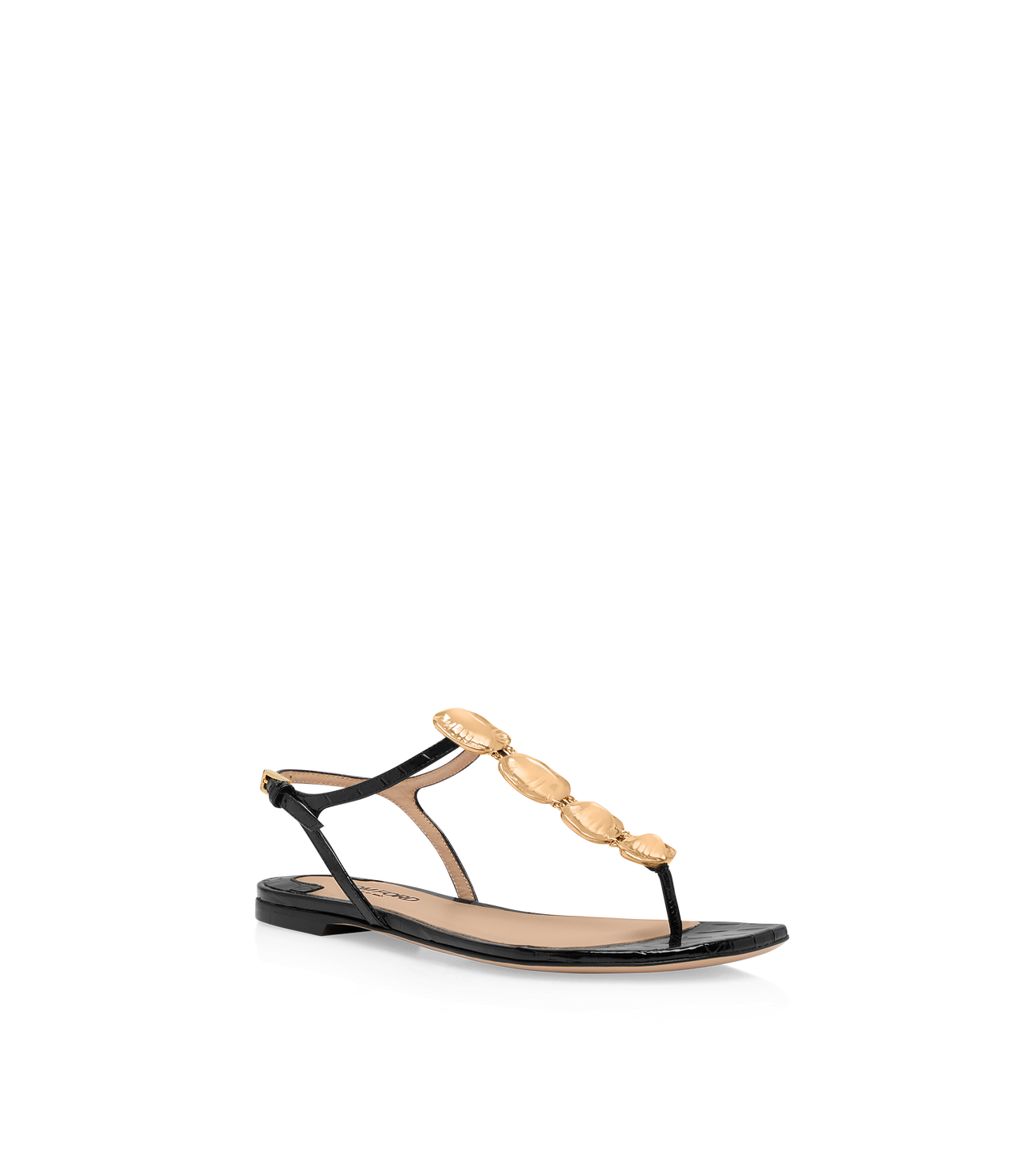 STAMPED CROC LEATHER TITAN T STRAP THONG SANDAL image number 1