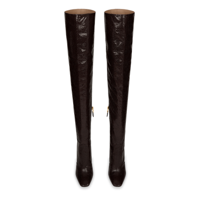 STAMPED PYTHON LEATHER CARINE OVER THE KNEE BOOT image number 3