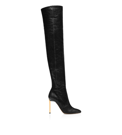 STAMPED PYTHON LEATHER CARINE OVER THE KNEE BOOT image number 0