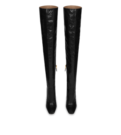 STAMPED PYTHON LEATHER CARINE OVER THE KNEE BOOT image number 3