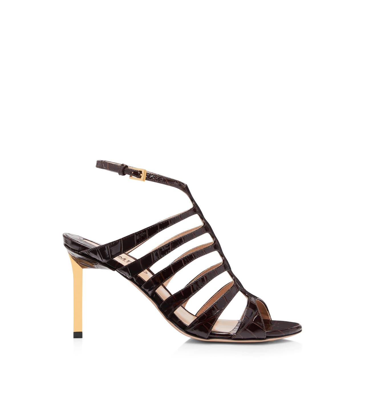 GLOSSY STAMPED CROC LEATHER CARINE SANDAL image number 0