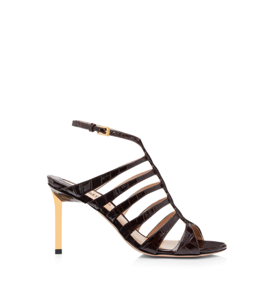 GLOSSY STAMPED CROC LEATHER CARINE SANDAL image number 0