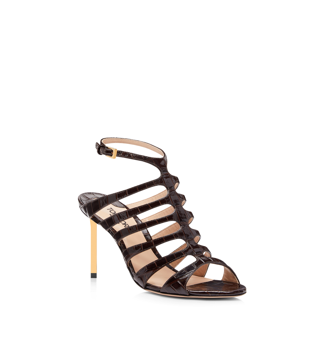 GLOSSY STAMPED CROC LEATHER CARINE SANDAL image number 1