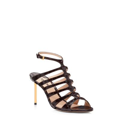 GLOSSY STAMPED CROC LEATHER CARINE SANDAL image number 1