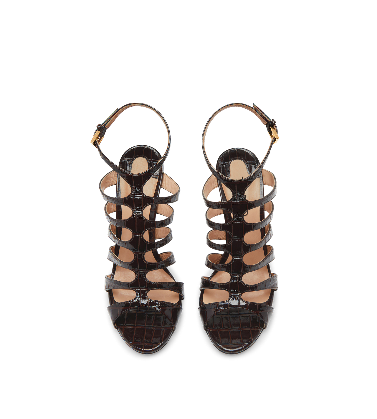 GLOSSY STAMPED CROC LEATHER CARINE SANDAL image number 3