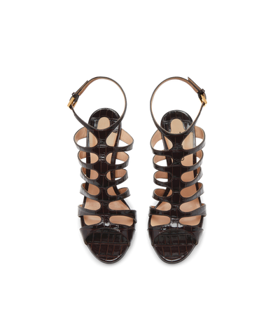 GLOSSY STAMPED CROC LEATHER CARINE SANDAL image number 3