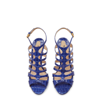 GLOSSY STAMPED CROC LEATHER CARINE SANDAL image number 3