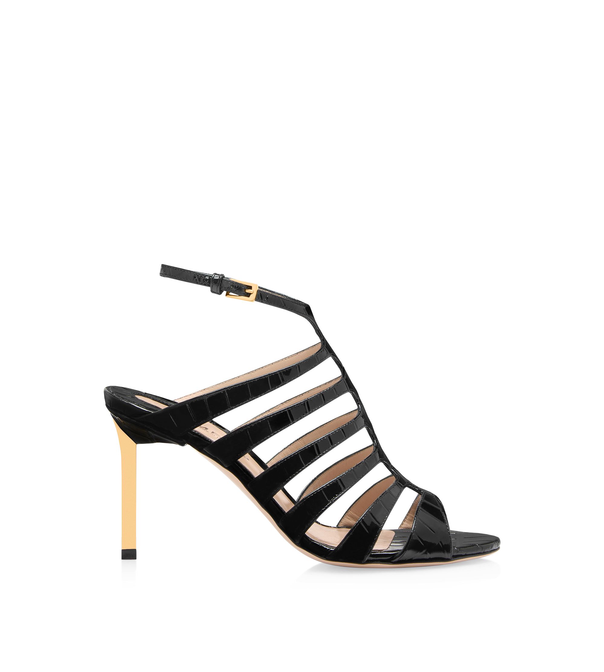GLOSSY STAMPED CROC LEATHER CARINE SANDAL