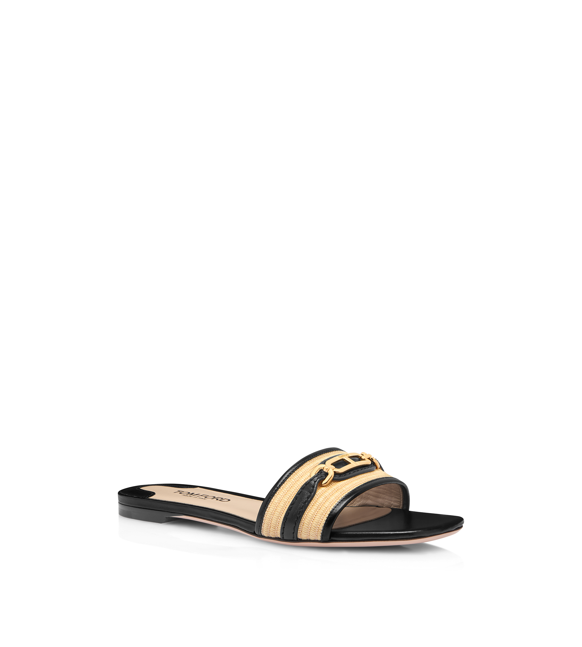 RAFFIA AND LEATHER WHITNEY SLIDE