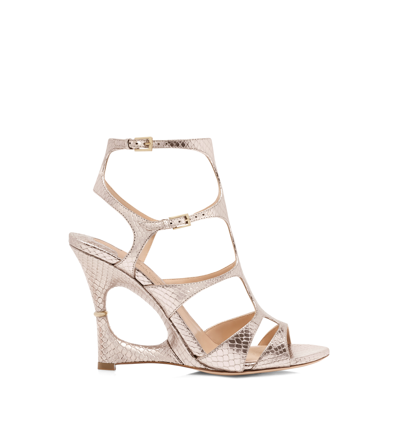 LAMINATED STAMPED PYTHON PARADIS CAGE SANDAL image number 0