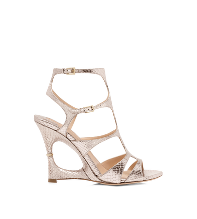 LAMINATED STAMPED PYTHON PARADIS CAGE SANDAL image number 0