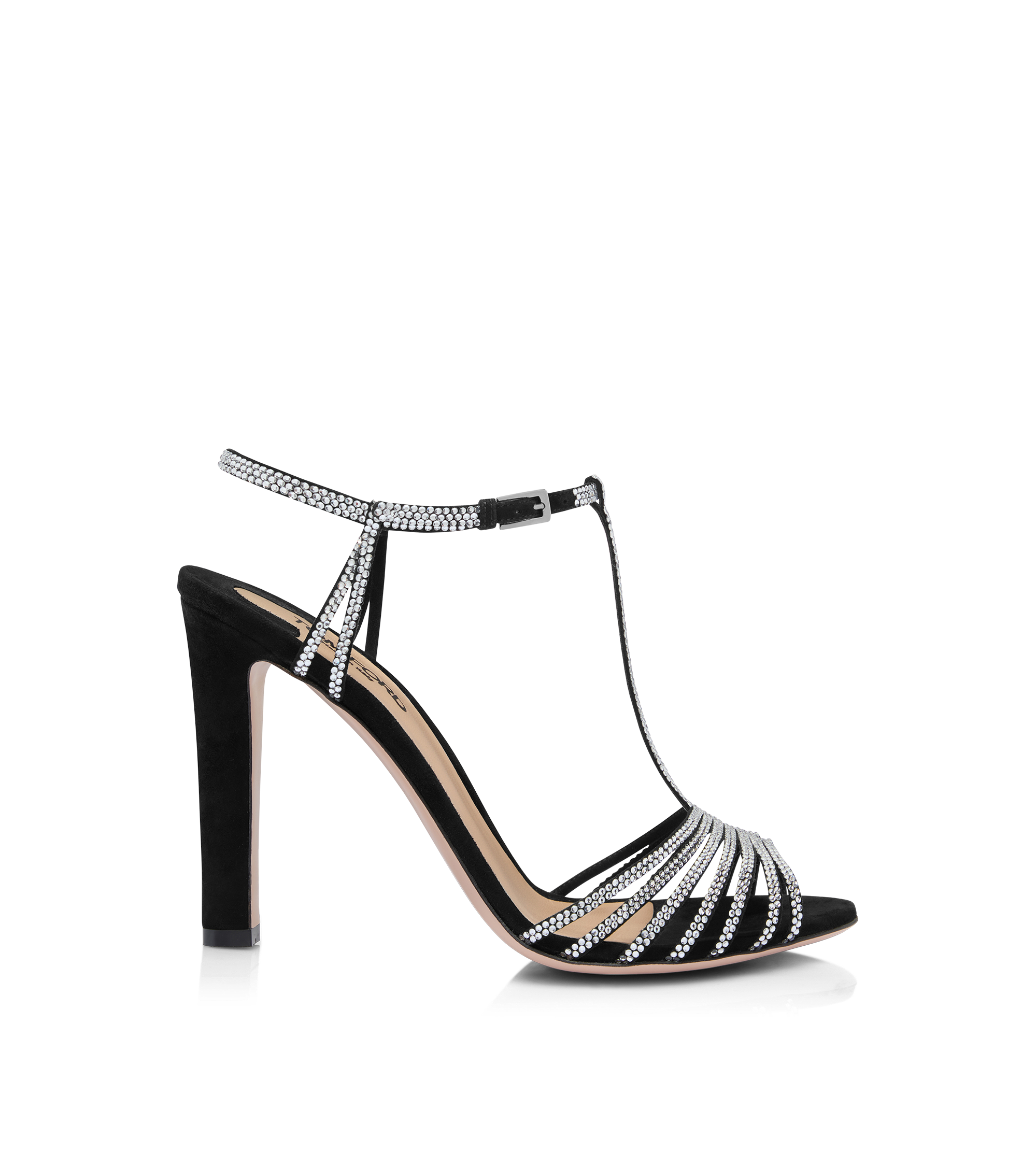 [TOM FORD] T クリスタル サテン サンダル Tom Ford - T crystal-embellished satin sandals TOM FORD