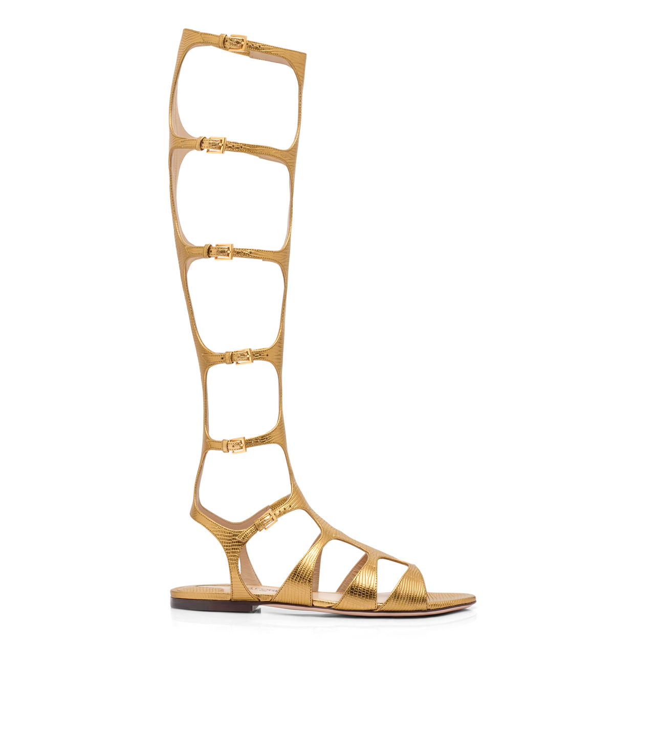 LAMINATED PRINTED LIZARD PARADIS KNEE-HIGH SANDAL image number 0