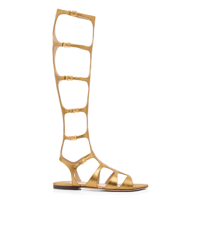 LAMINATED PRINTED LIZARD PARADIS KNEE-HIGH SANDAL image number 0