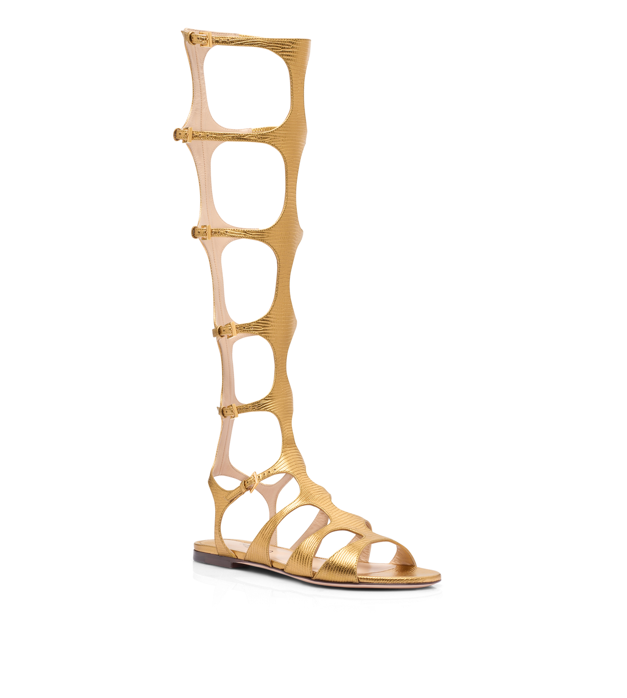 LAMINATED PRINTED LIZARD PARADIS KNEE-HIGH SANDAL image number 1