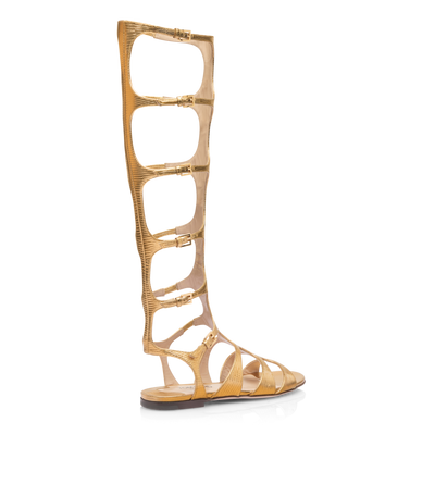 LAMINATED PRINTED LIZARD PARADIS KNEE-HIGH SANDAL image number 2