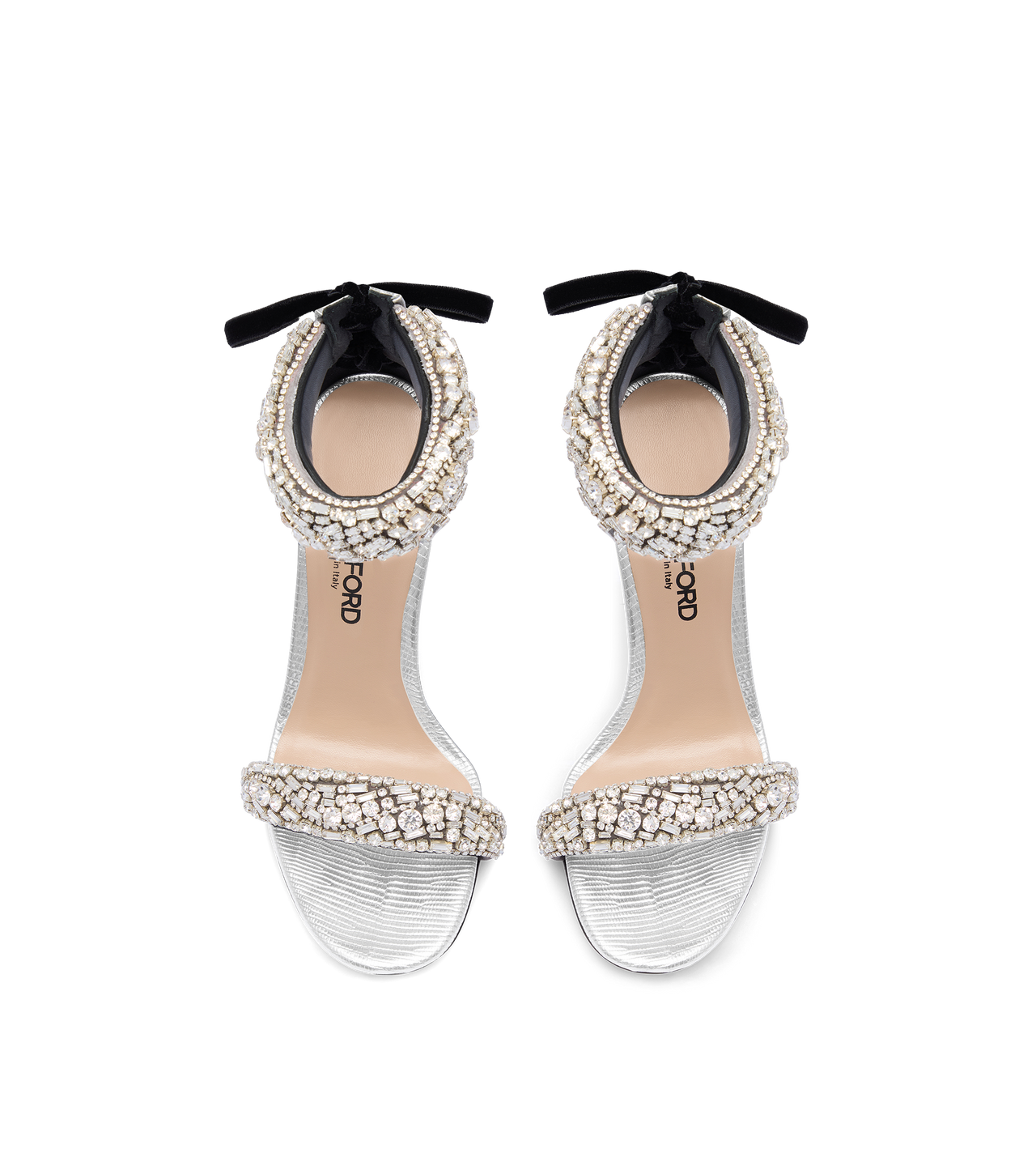 CRYSTAL-EMBELLISHED LAMINATED PRINTED LIZARD EDIE SANDAL image number 3