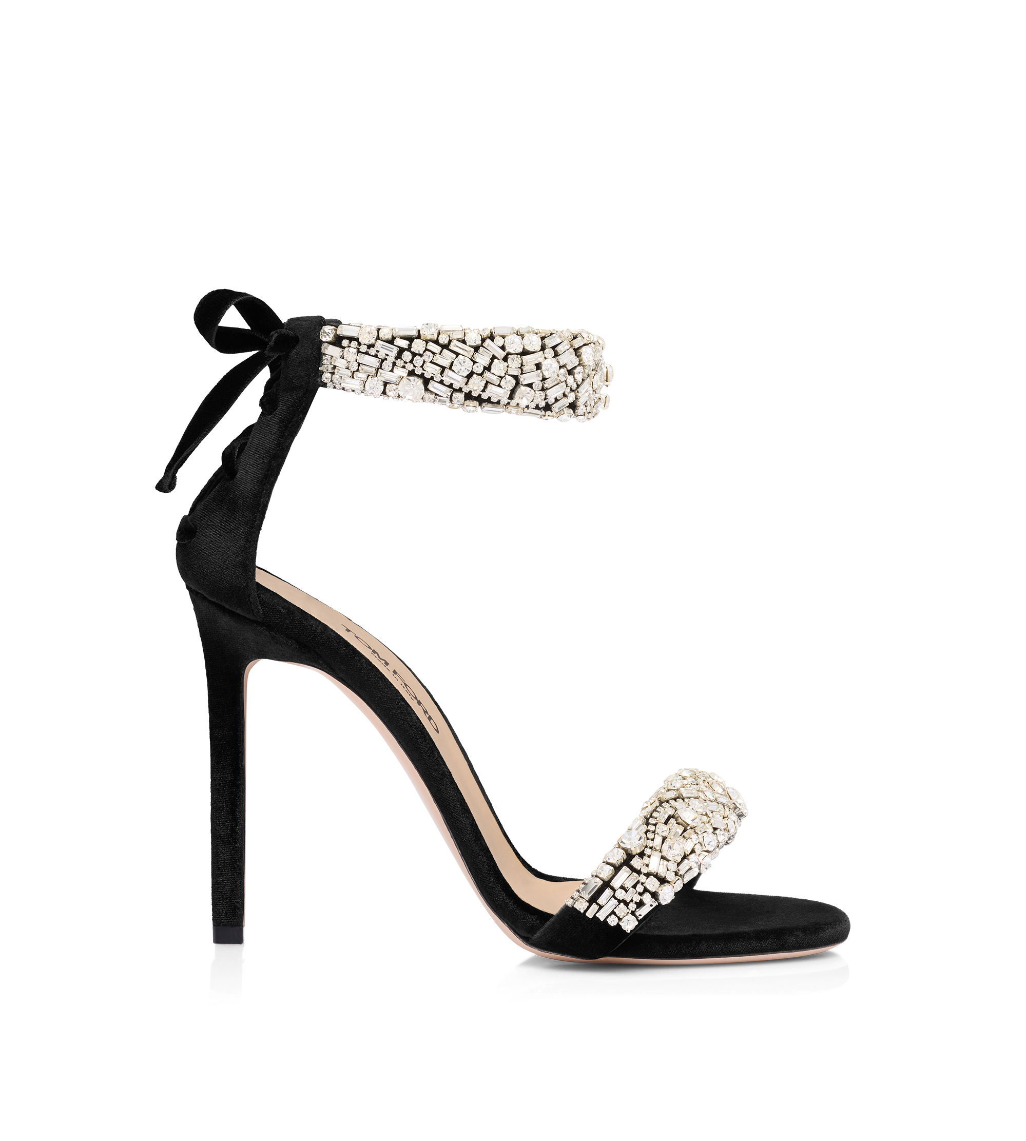 CRYSTAL-EMBELLISHED VELVET EDIE SANDAL