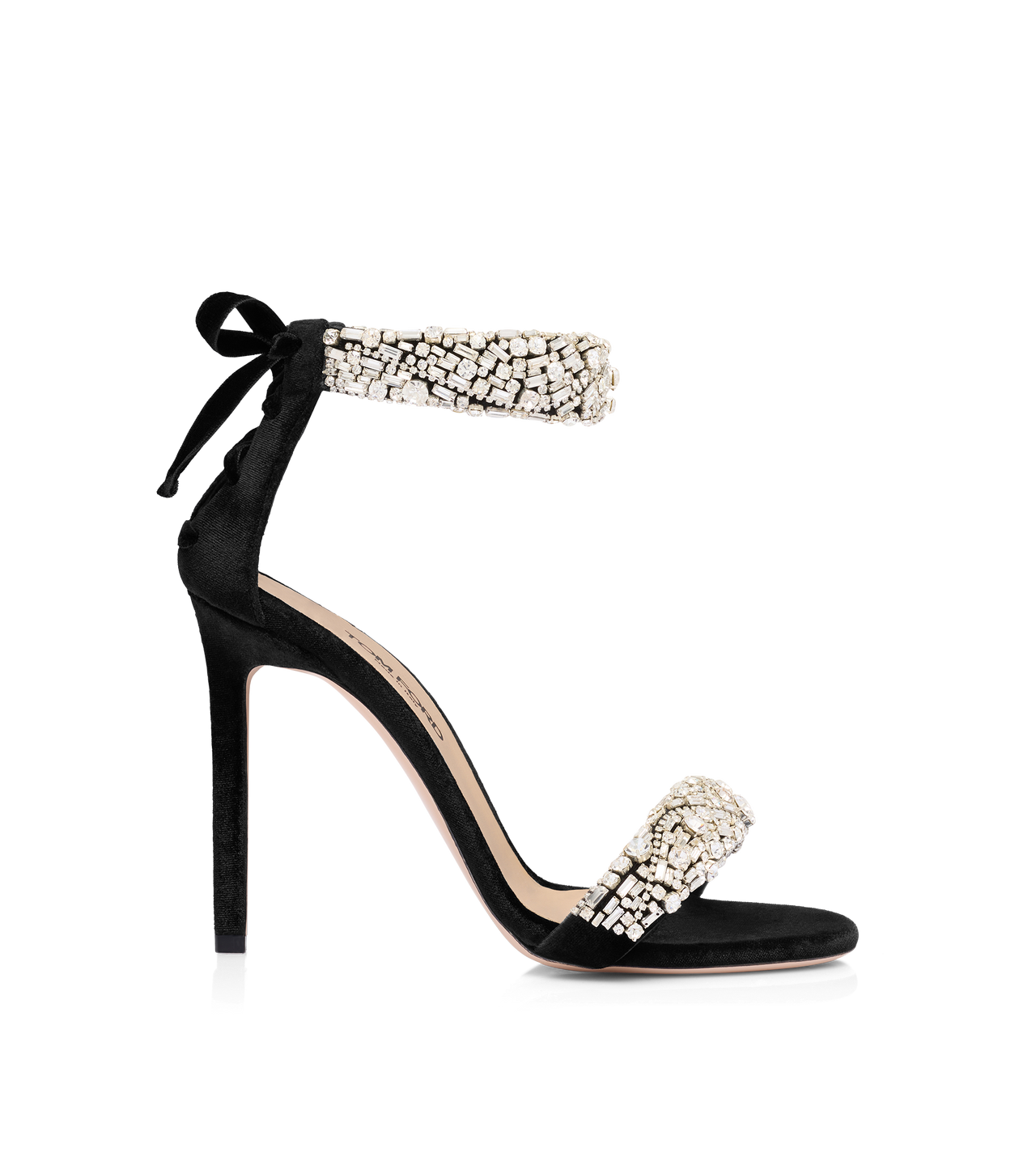 CRYSTAL-EMBELLISHED VELVET EDIE SANDAL image number 0