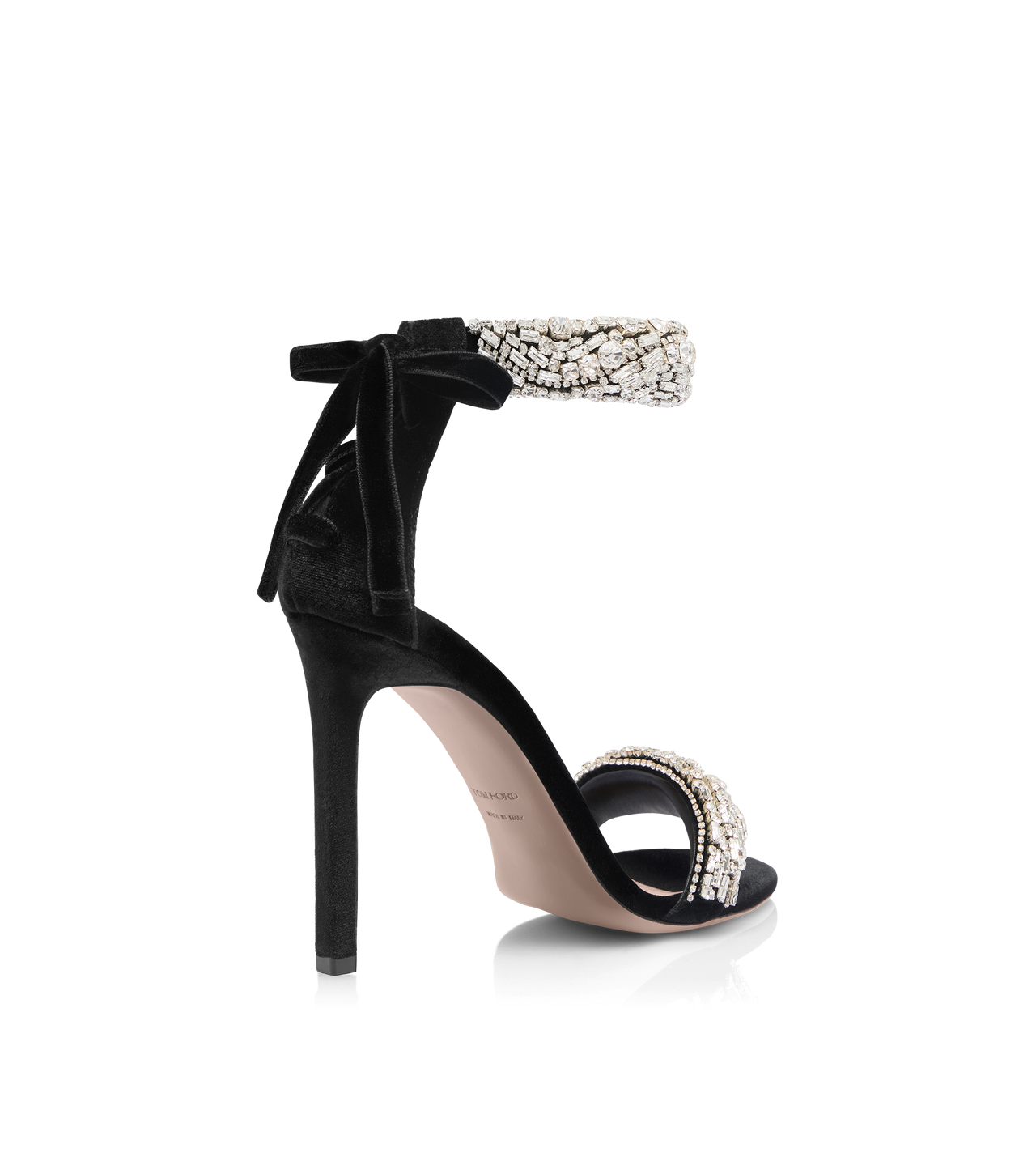 CRYSTAL-EMBELLISHED VELVET EDIE SANDAL image number 2