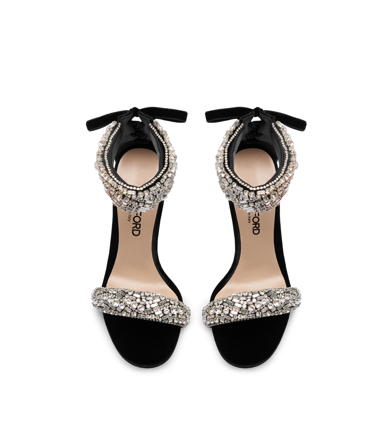CRYSTAL-EMBELLISHED VELVET EDIE SANDAL image number 3