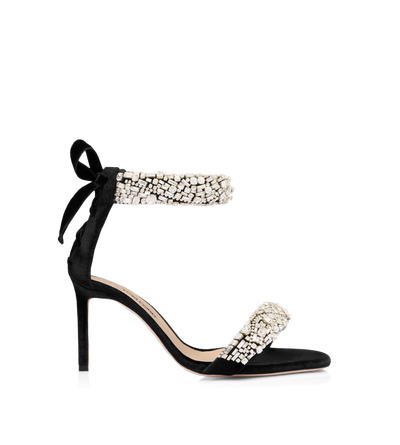 CRYSTAL-EMBELLISHED VELVET EDIE SANDAL image number 0