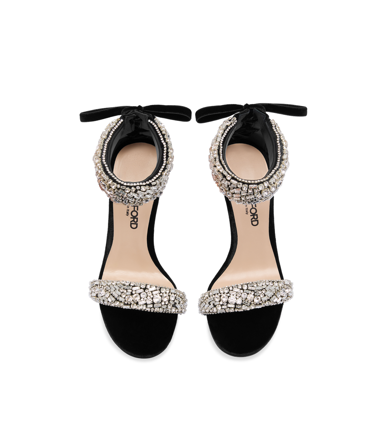 CRYSTAL-EMBELLISHED VELVET EDIE SANDAL image number 3