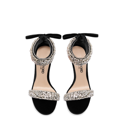 CRYSTAL-EMBELLISHED VELVET EDIE SANDAL image number 3