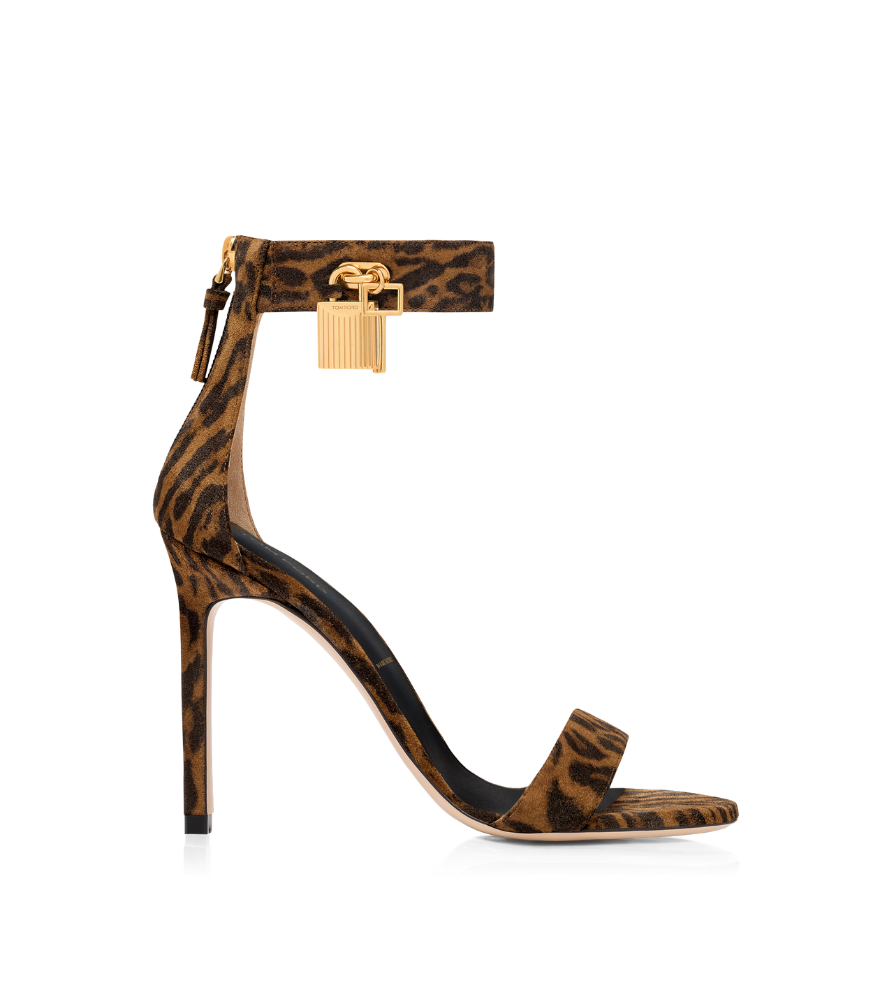 OCELOT-PRINT SUEDE PADLOCK SANDAL image number 0