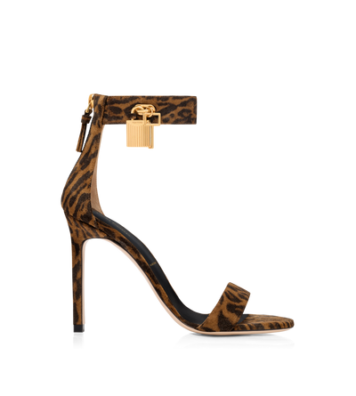 OCELOT-PRINT SUEDE PADLOCK SANDAL image number 0