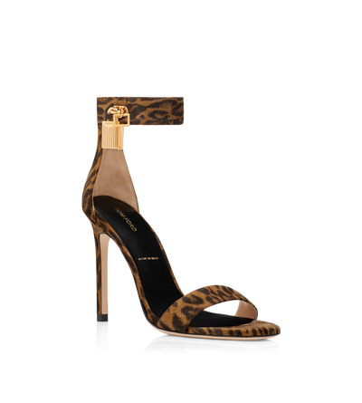 OCELOT-PRINT SUEDE PADLOCK SANDAL | Tom Ford Fashion