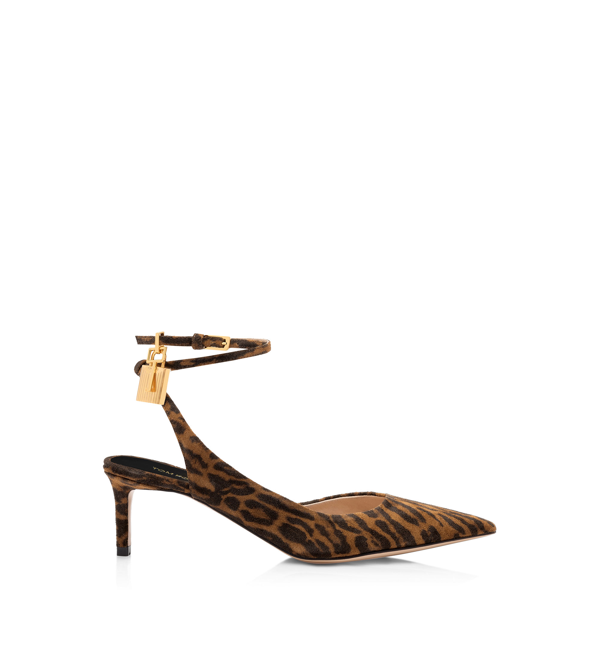 OCELOT-PRINT SUEDE PADLOCK SLINGBACK