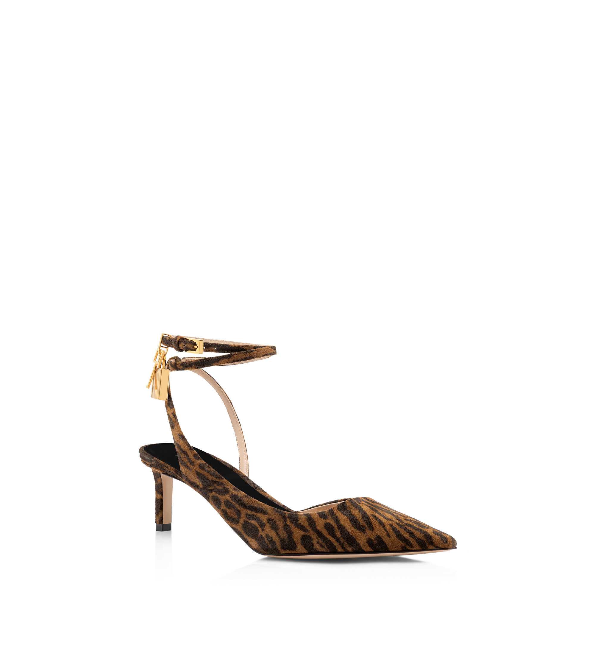 OCELOT-PRINT SUEDE PADLOCK SLINGBACK