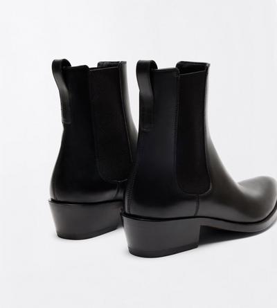 TOM FORD LEATHER BLACK BURNISHED LEATHER CHELSEA BOOT