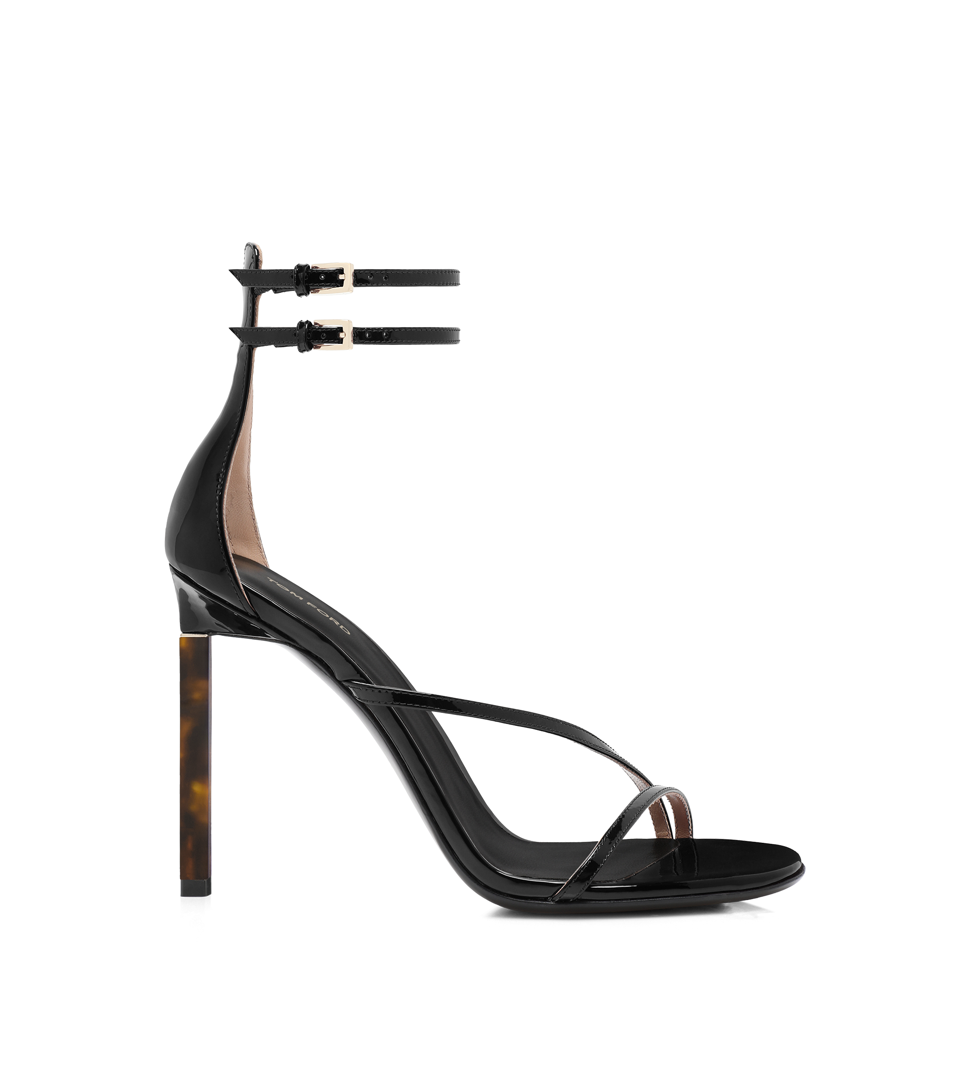 PATENT LEATHER ANKLE STRAP SANDAL