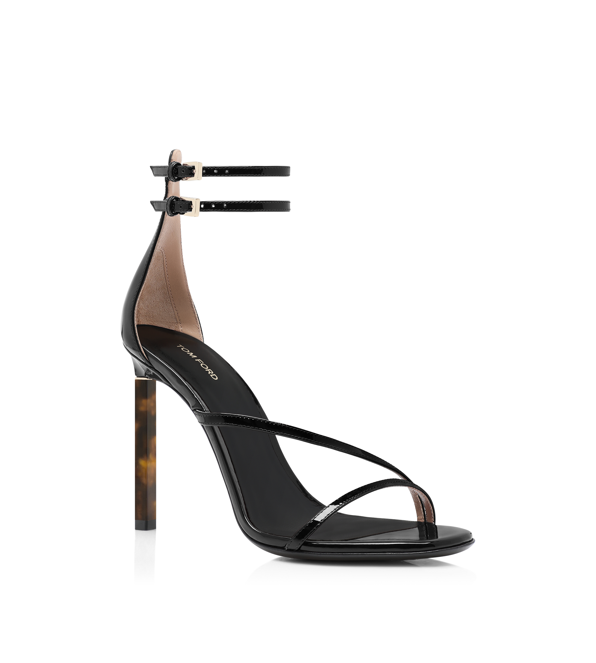 PATENT LEATHER ANKLE STRAP SANDAL