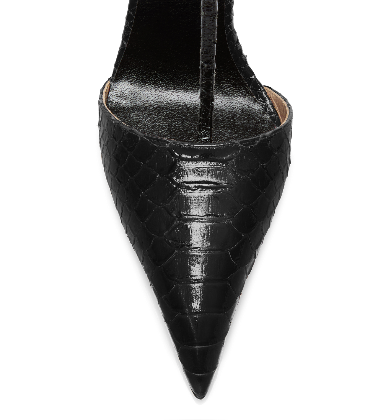 TOM FORD LEATHER BLACK PRINTED PYTHON T STRAP PUMP