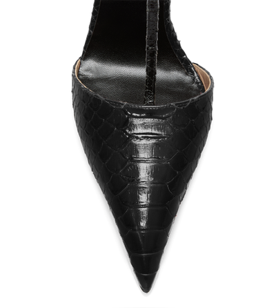 TOM FORD LEATHER BLACK PRINTED PYTHON T STRAP PUMP