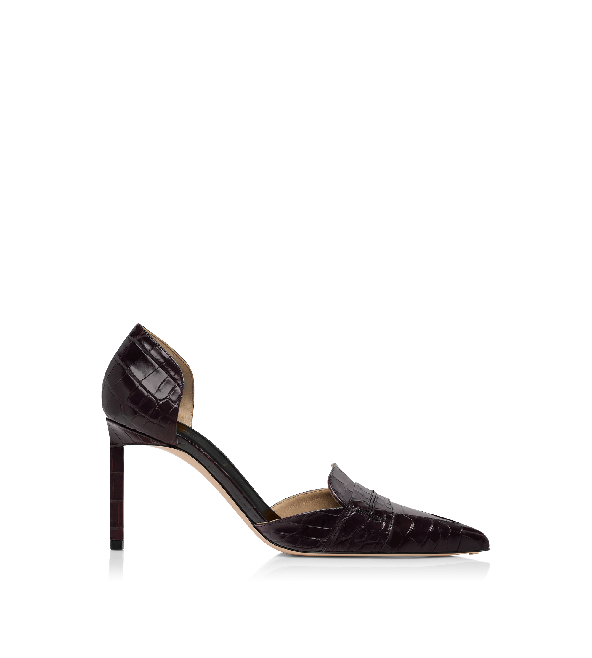 SHINY STAMPED CROCODILE LEATHER EVA D'ORSAY PUMP