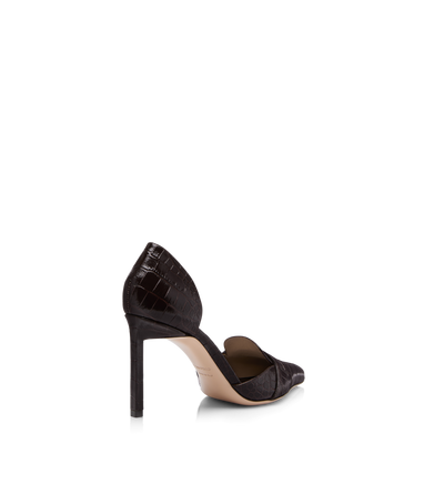 SHINY STAMPED CROCODILE LEATHER EVA D'ORSAY PUMP image number 2