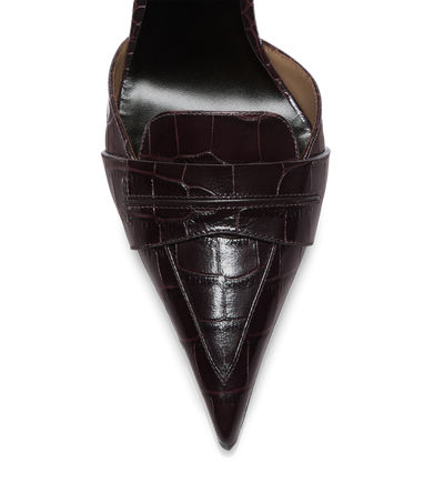 SHINY STAMPED CROCODILE LEATHER EVA D'ORSAY PUMP image number 4