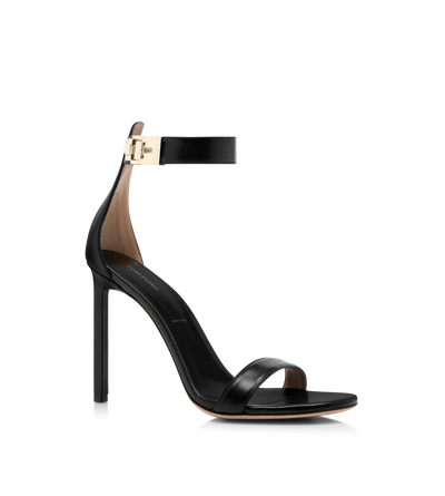 SHINY LEATHER T LATCH ANKLE STRAP SANDAL image number 1