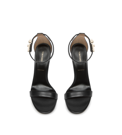 SHINY LEATHER T LATCH ANKLE STRAP SANDAL image number 3