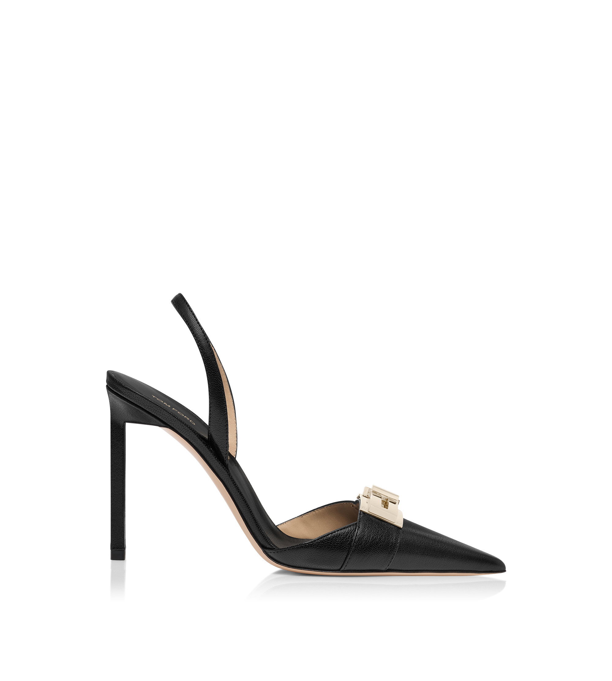 SUPPLE GRAIN LEATHER T LATCH SLINGBACK