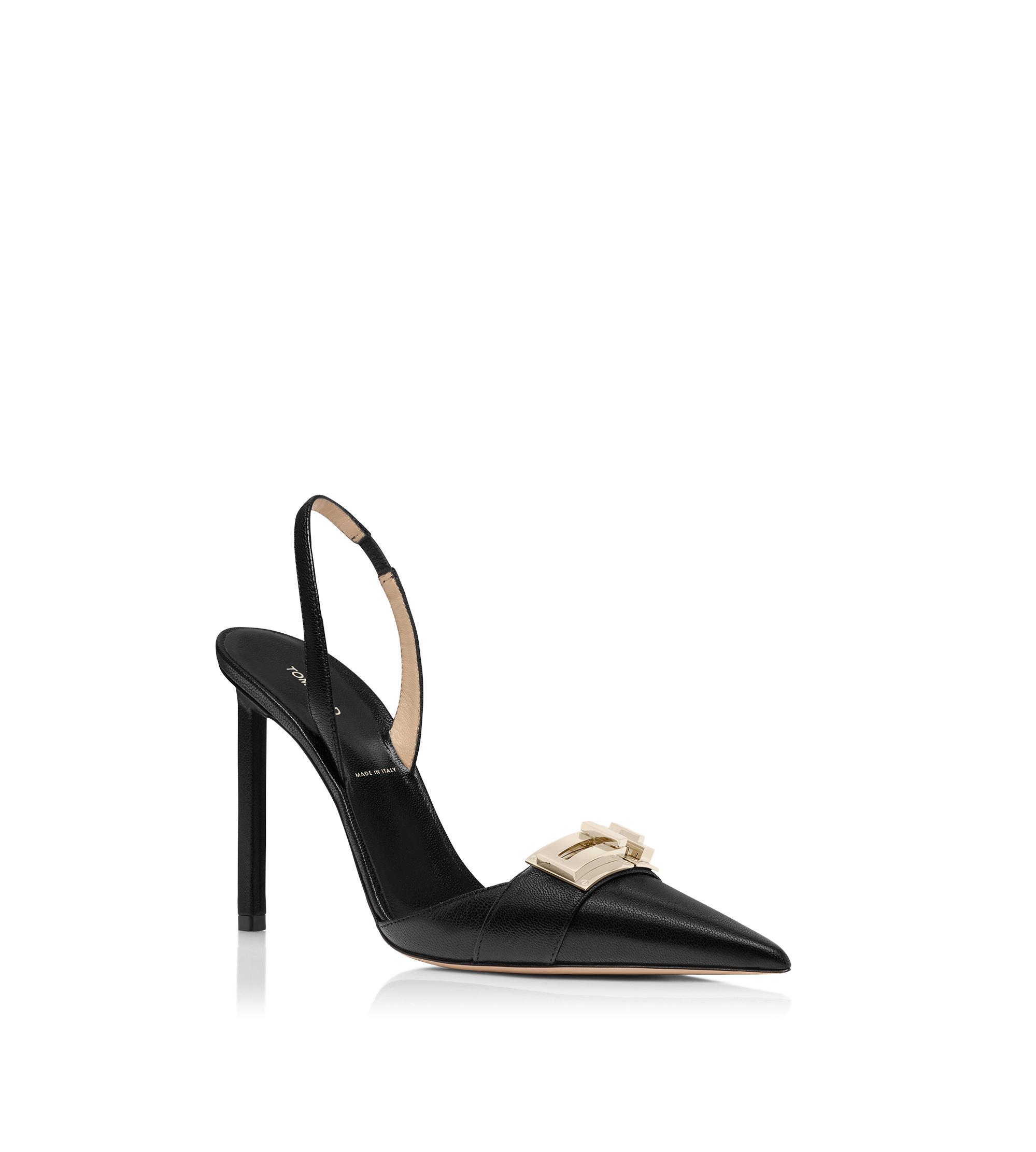 SUPPLE GRAIN LEATHER T LATCH SLINGBACK
