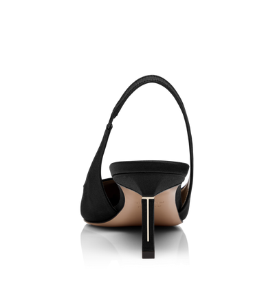 TOM FORD SATIN BLACK SATIN T SLINGBACK