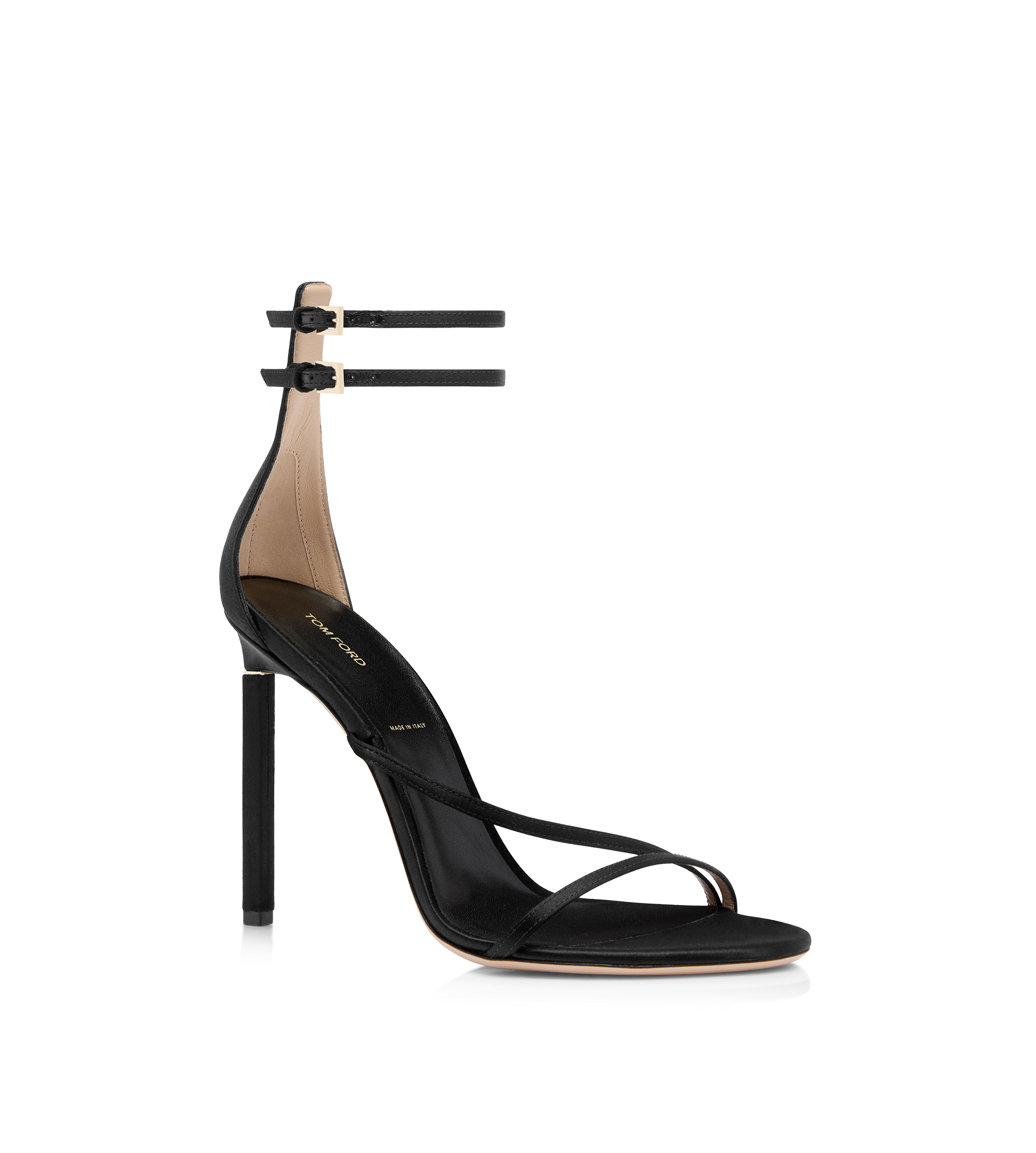 SATIN T ANKLE STRAP SANDAL